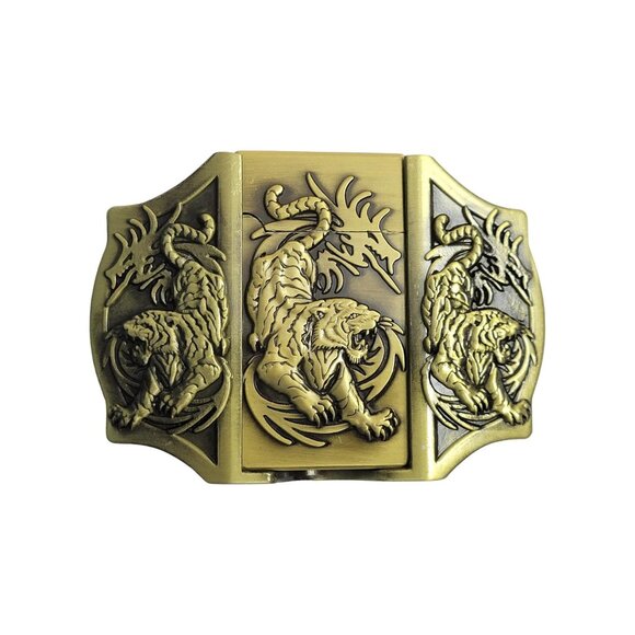 3 Tigers Bronze Finish Lighter Belt Buckle - Western Style Lighter Belt Buckle - - Picture 2 of 10